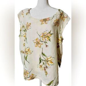 Rachel Roy linen top tropical floral summer beach vacation resort wear women XL